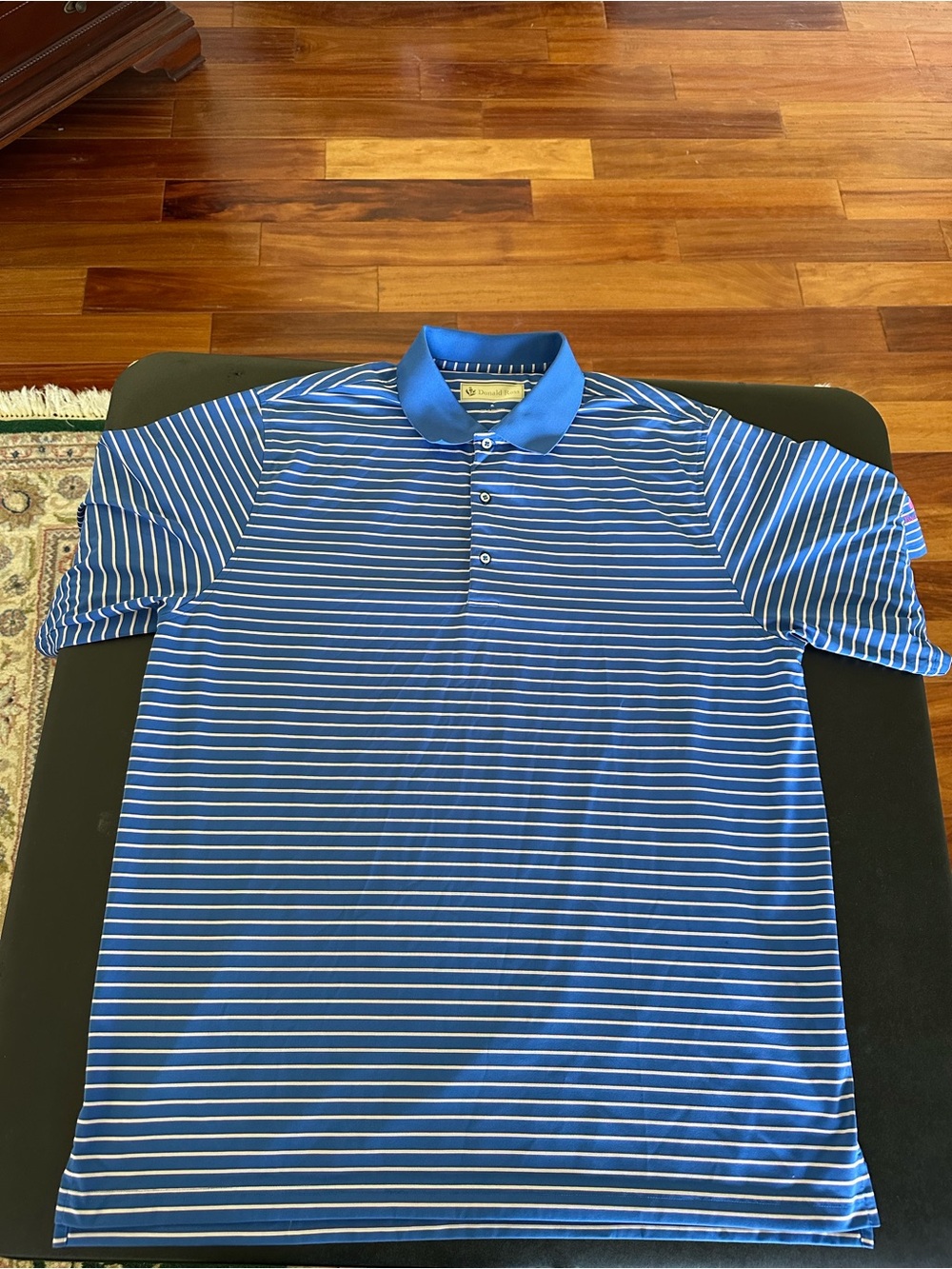 Donald Ross Men's Blue Striped Polo Shirt Size  XL
